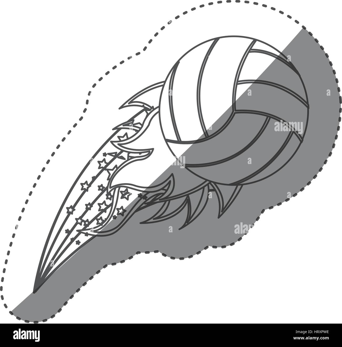 Sticker contour gris avec flamme olympique avec volley-ball ball Illustration de Vecteur