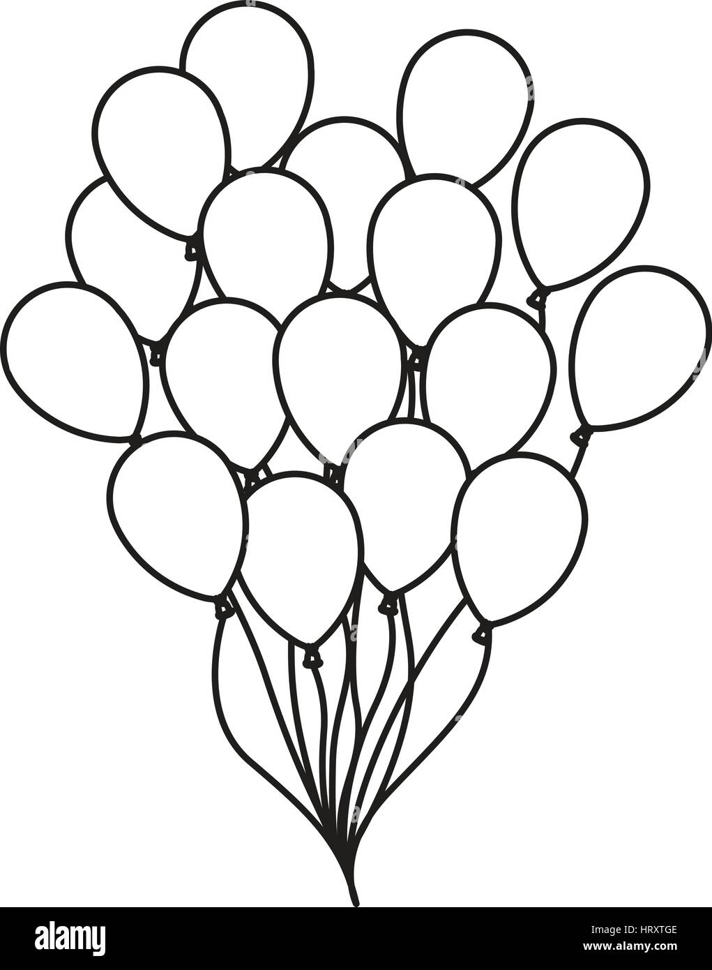 Silhouette dessin bouquet de ballons d'anniversaire de partie de vol Image  Vectorielle Stock - Alamy