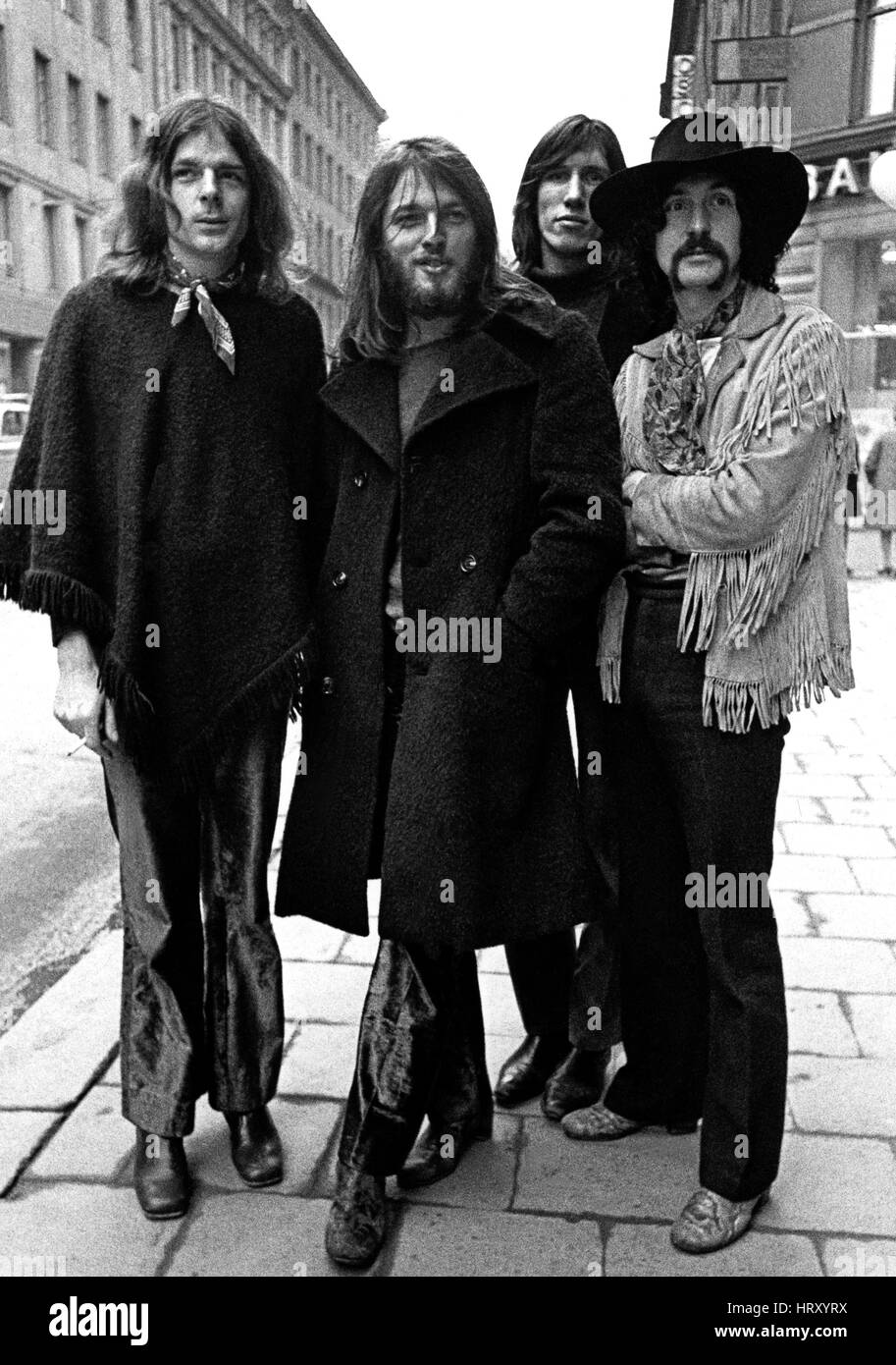Le groupe de rock britannique Pink Floyd en tournée européenne 1968, Syd Barrett, Nick Mason, Richard Wright et Roger Waters Banque D'Images