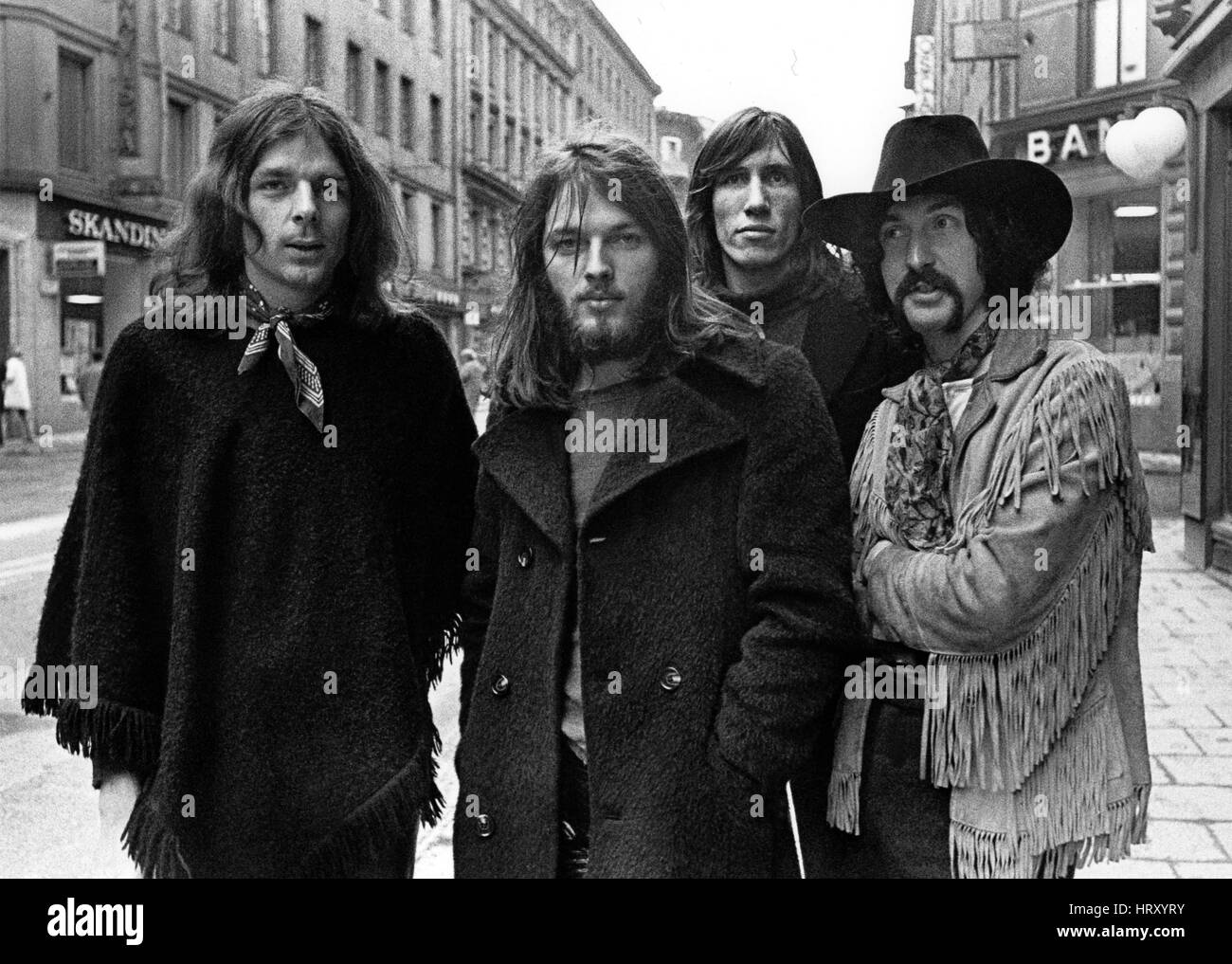 Le groupe de rock britannique Pink Floyd en tournée européenne 1968, Syd Barrett, Nick Mason, Richard Wright et Roger Waters Banque D'Images
