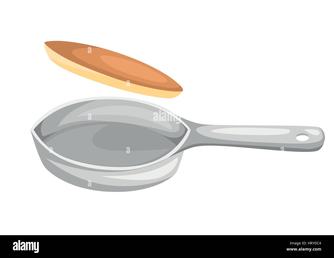 Illustration Vecteur de crêpes crêpes pan caricature sur une casserole pour le petit-déjeuner. Illustration de Vecteur