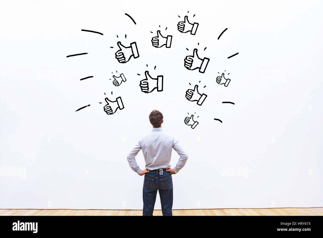 Aime sur des réseaux sociaux, les commentaires des clients positive pour les entreprises, l'entreprise concept popularité Banque D'Images