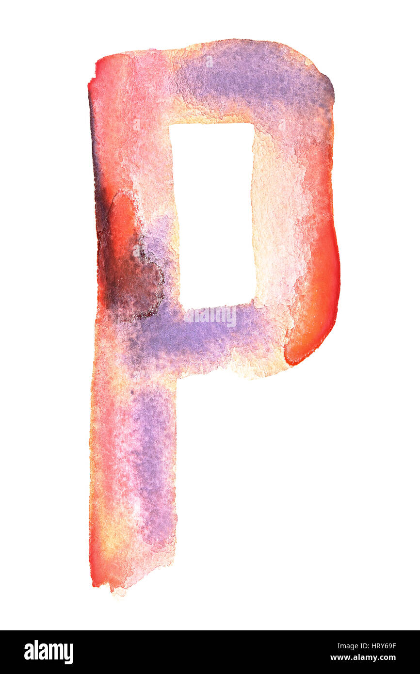 P - alphabet aquarelle fait main Banque D'Images