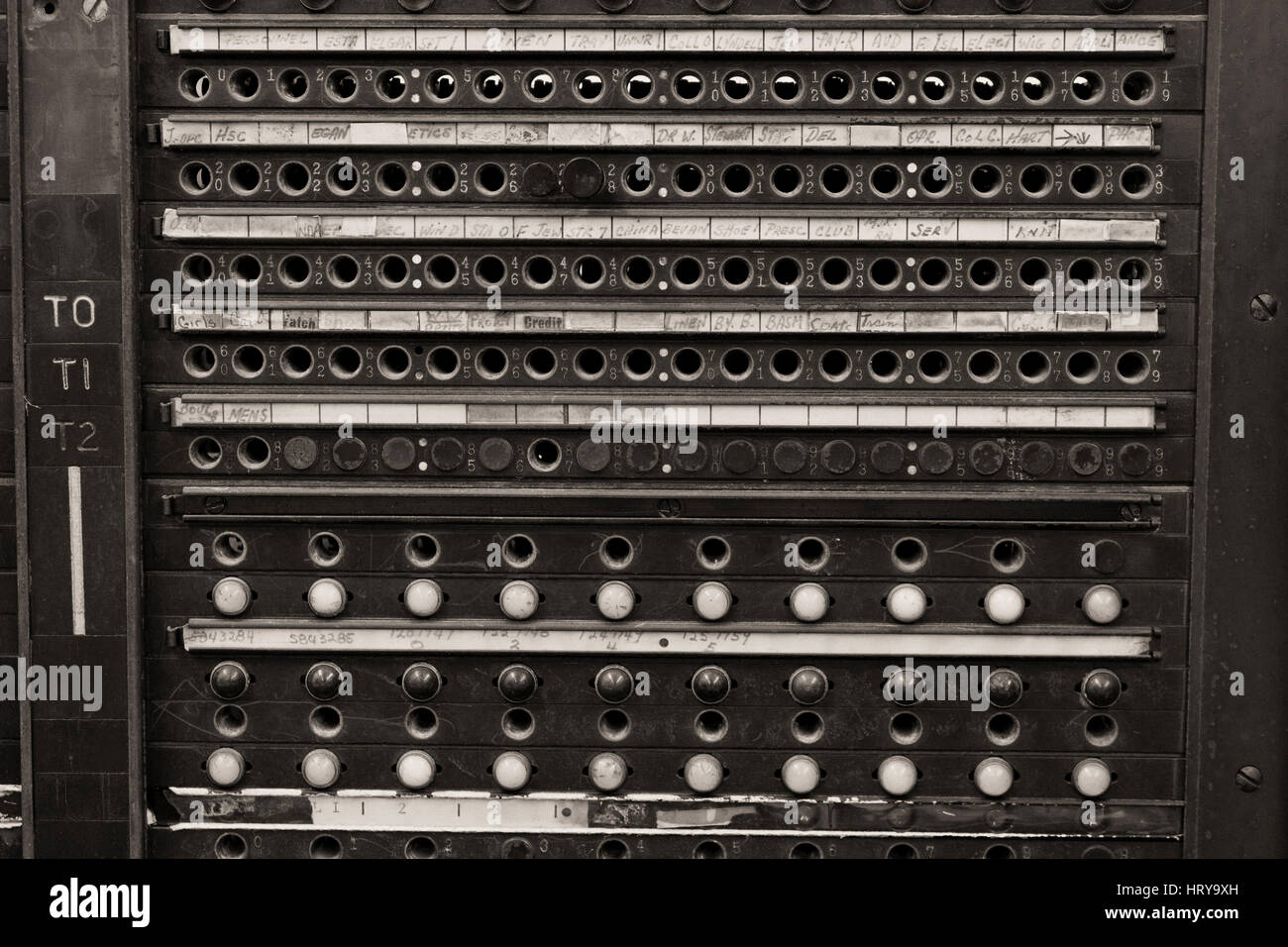 Libre d'un système de standard téléphonique Bell Vintage avec des bouchons Banque D'Images