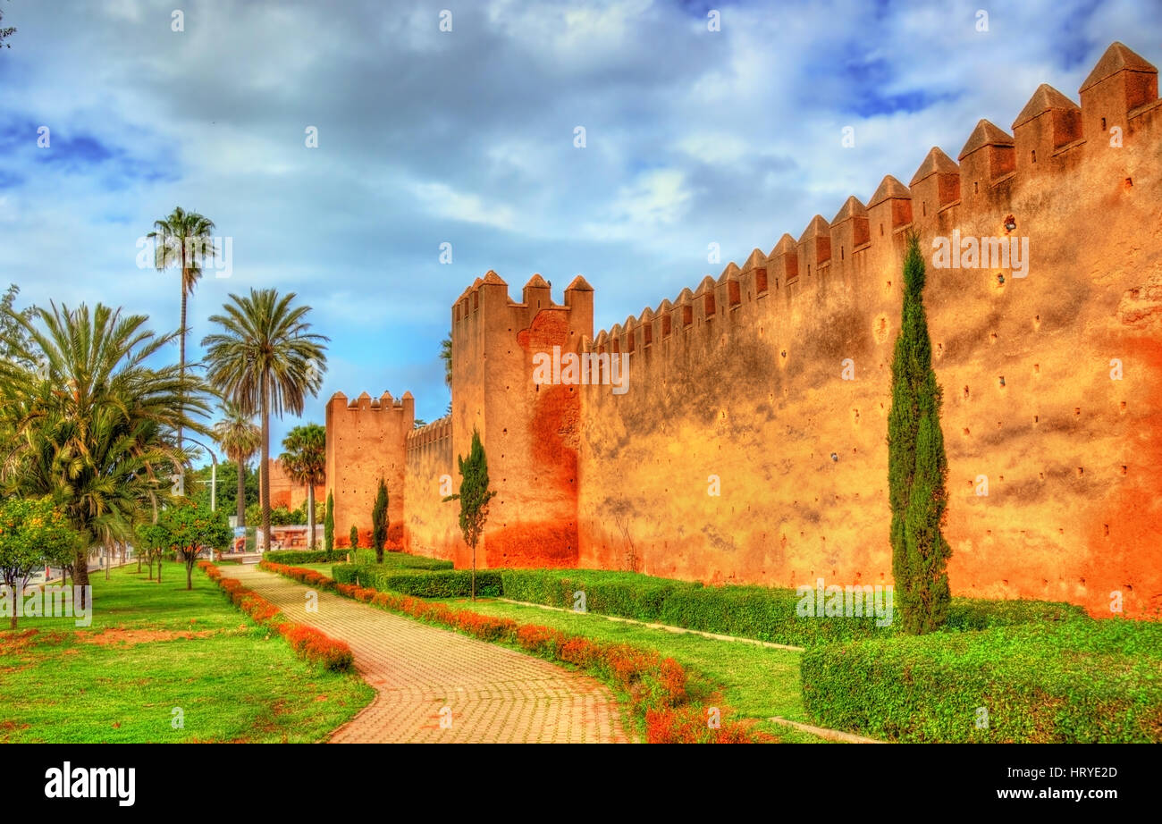 Ville almohade mur de Rabat, Maroc Banque D'Images