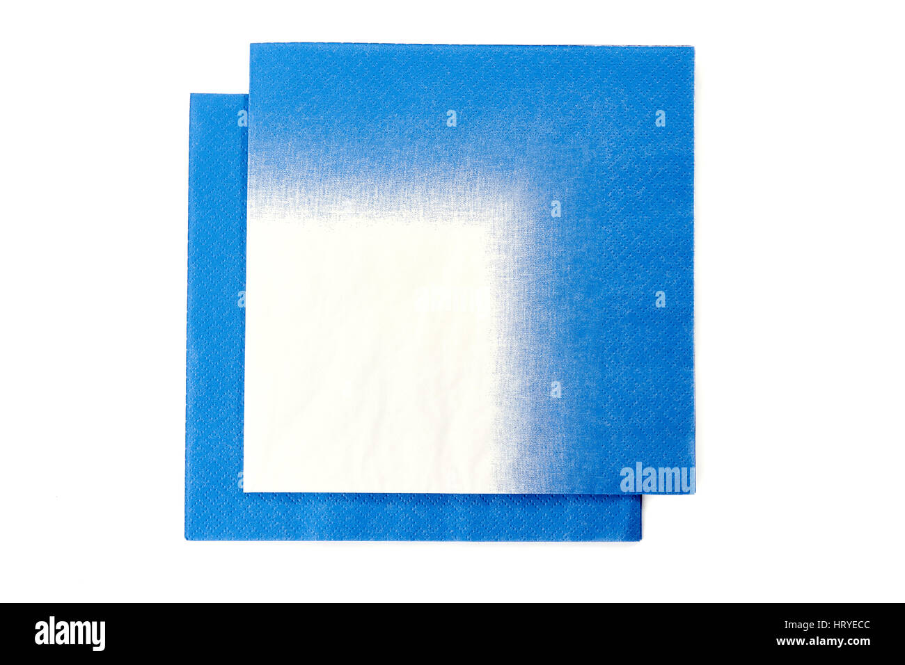 Deux serviettes en papier blanc bleu sur blanc Banque D'Images