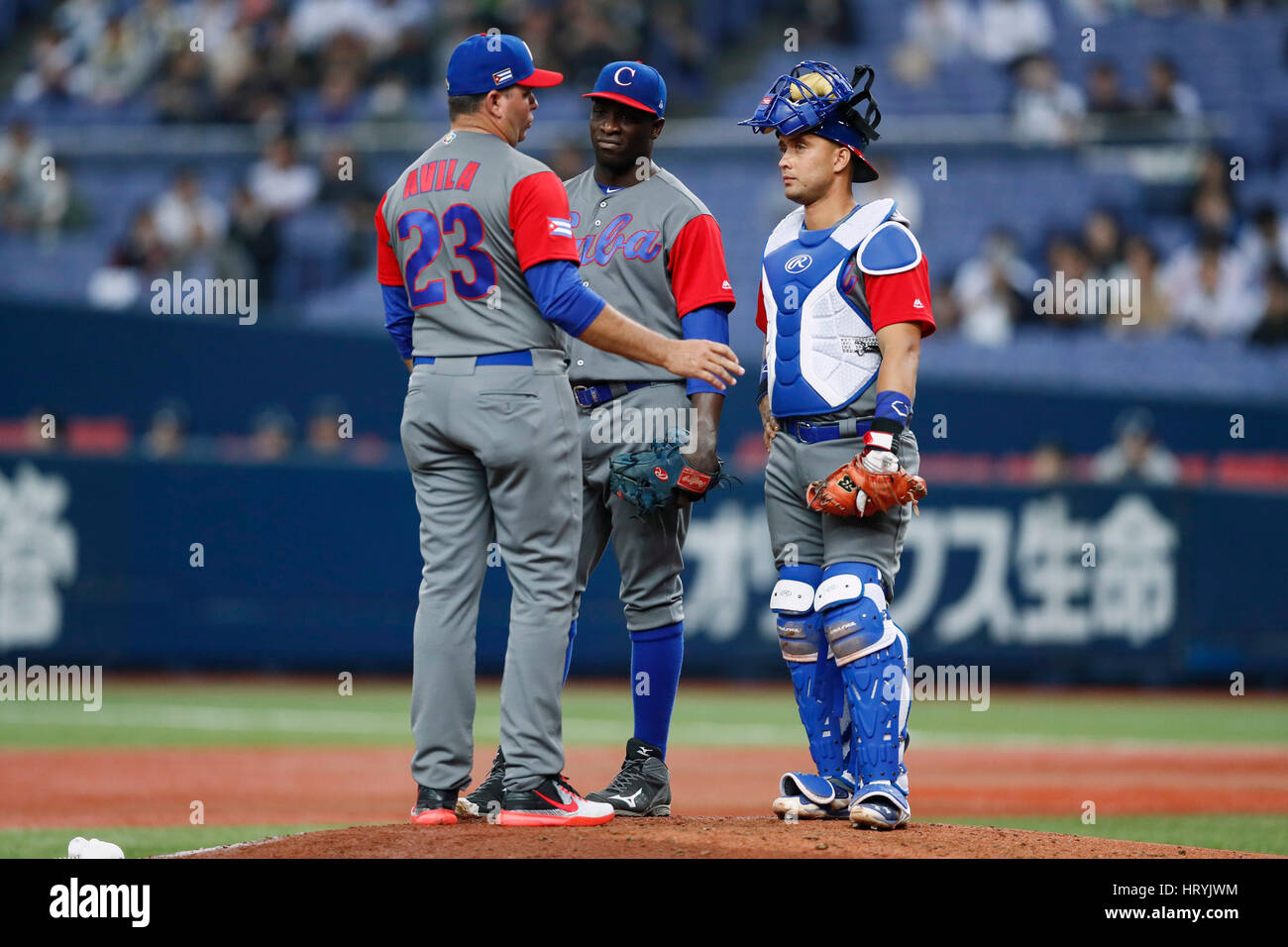 Groupe de l'équipe de Cuba (CUB), le 5 mars 2017 - Baseball : 2017 World Baseball Classic Exposition match entre Seibu Lions - Cuba à Kyocera Dome Osaka à Osaka, Japon. (Photo par Yohei Osada/AFLO SPORT) Banque D'Images