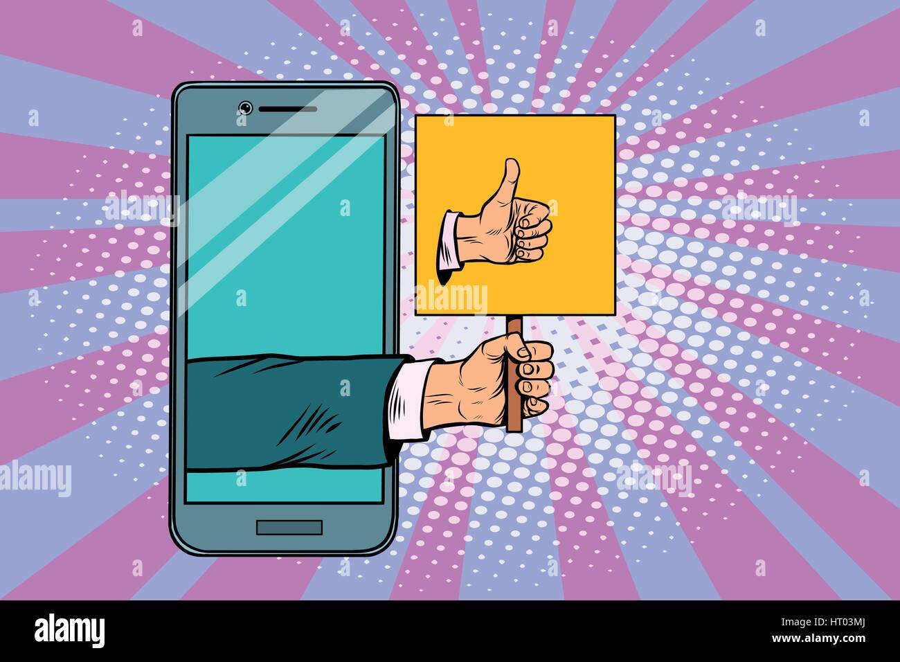 Thumb up smartphone geste Illustration de Vecteur