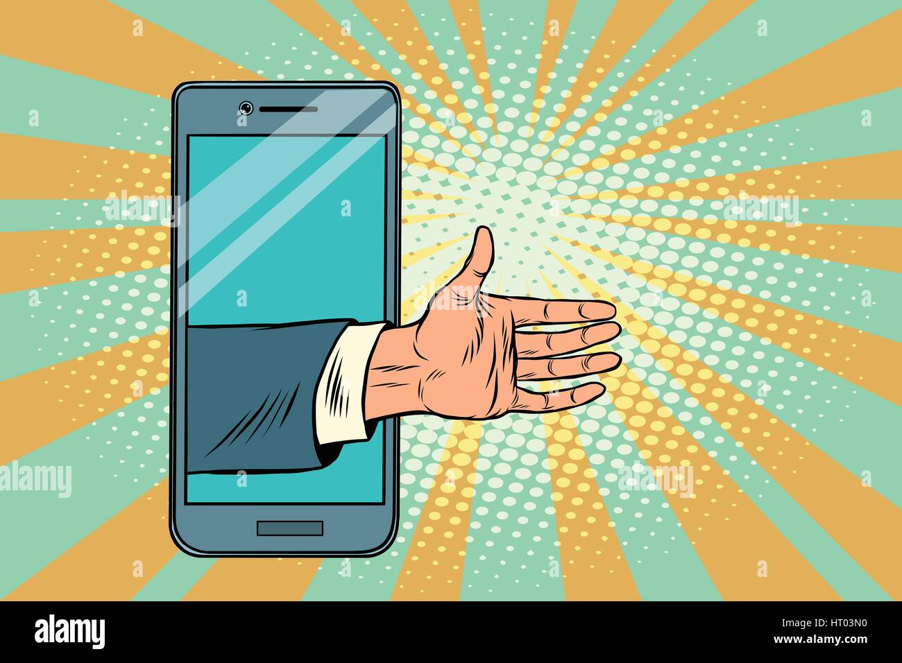 Poignée de souhaits ouvrir dans le smartphone Palm Illustration de Vecteur