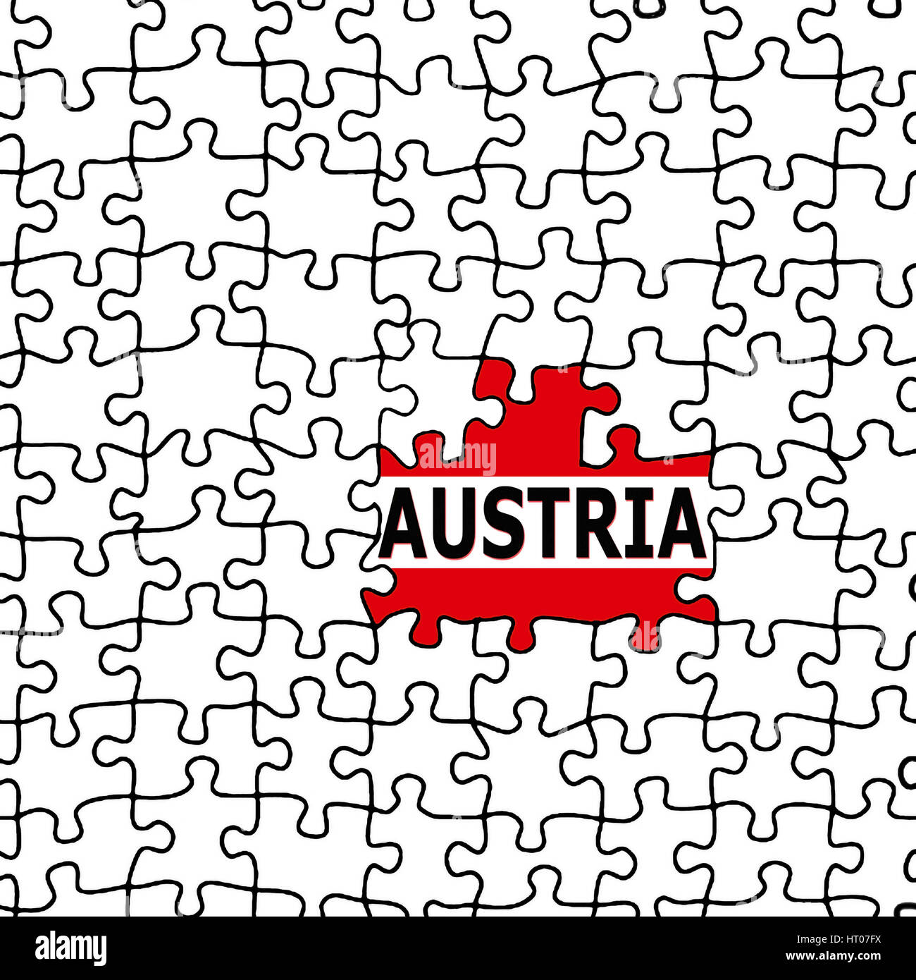 ÷sterreichische Flagge erscheint in einem Puzzle - drapeau autrichien apparaît dans un puzzle Banque D'Images