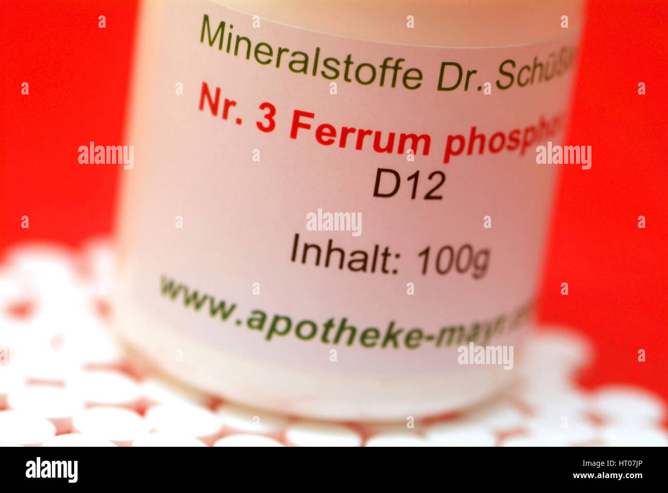 Schuessler-Salze, Ferrum phosphoricum, Nr.3 - sels de tissu, Ferrum phosphoricum, Nr. Banque D'Images
