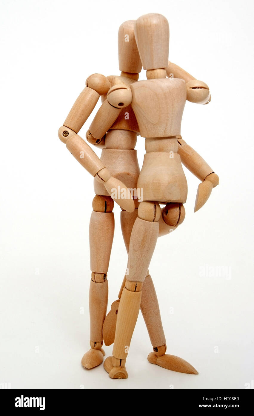 Dans Gliederpuppen inniger Umarmung - poupées articulées en Bear Hug Banque D'Images