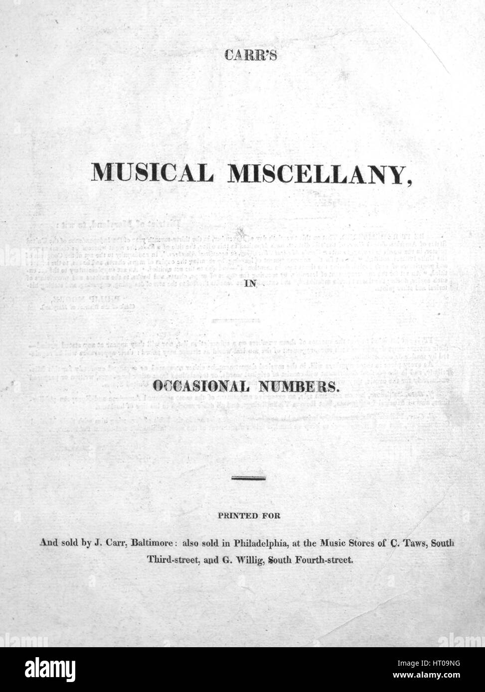 Sheet Music image de couverture de la chanson "Dis-moi le titre de la série Soldat Carr's Musical Miscellany, occasionnellement, avec des numéros de notes de l'auteur original à lire 'comme un Rondo par B Carr', United States, 1900. L'éditeur est répertorié comme "Carr's Music Store", la forme de la composition est 'rondo, avec coda', l'instrumentation est 'piano', la première ligne se lit 'Aucun', et l'illustration artiste est répertorié comme 'Aucun'. Banque D'Images
