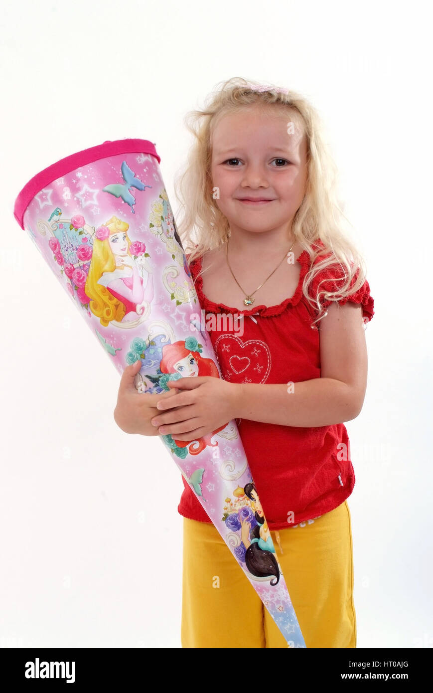 M ?dchen mit Schult ?te, Schulanfang - fille avec schoolcone Banque D'Images