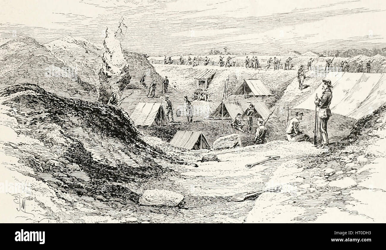 La ligne confédérée comme reconstruit au cratère à Petersburg, Virginia - Guerre civile américaine Banque D'Images
