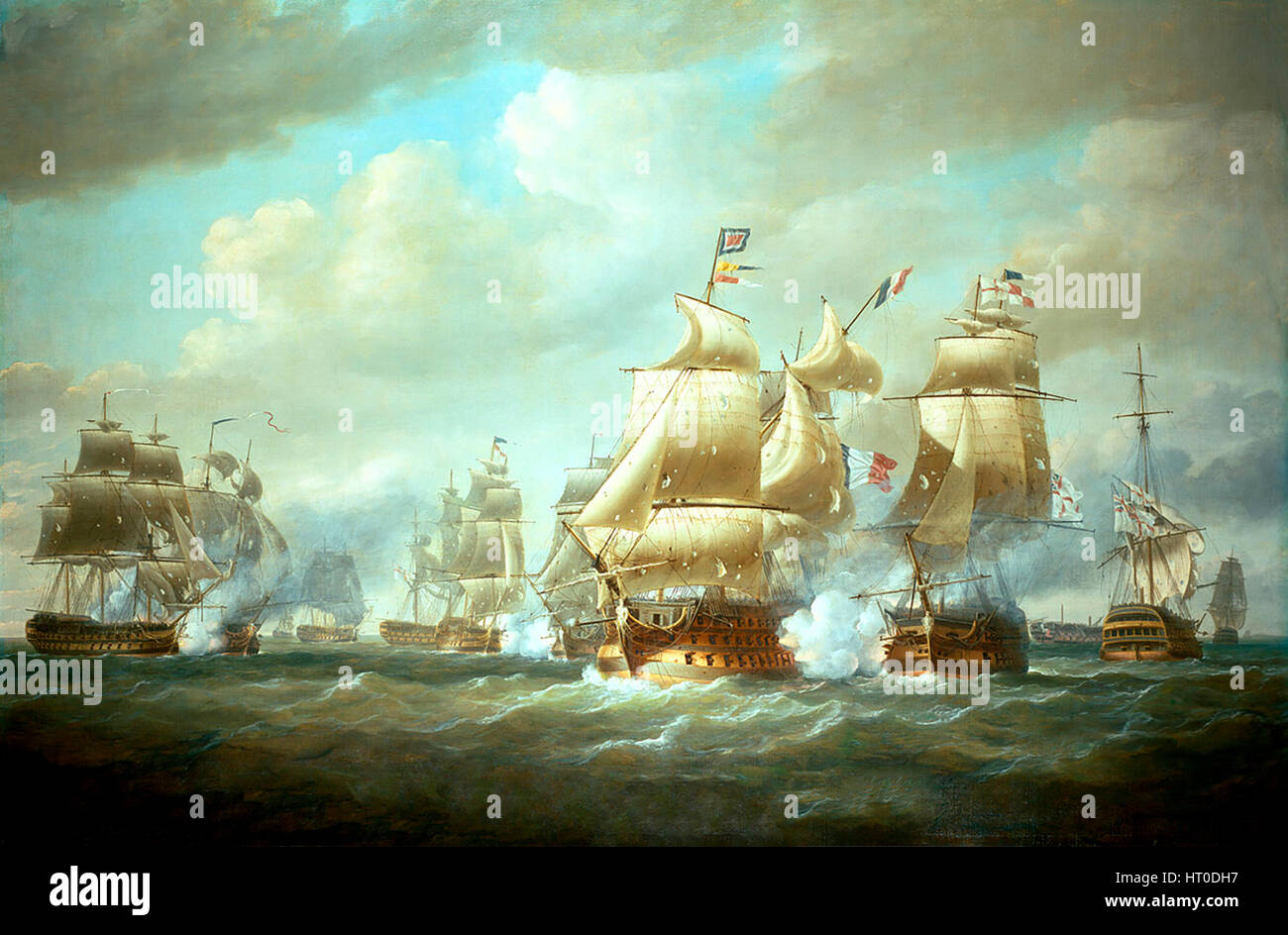 L'action de l'Duckworth large de San Domingo, 6 février 1806 par Nicholas Pocock, 1808 Banque D'Images