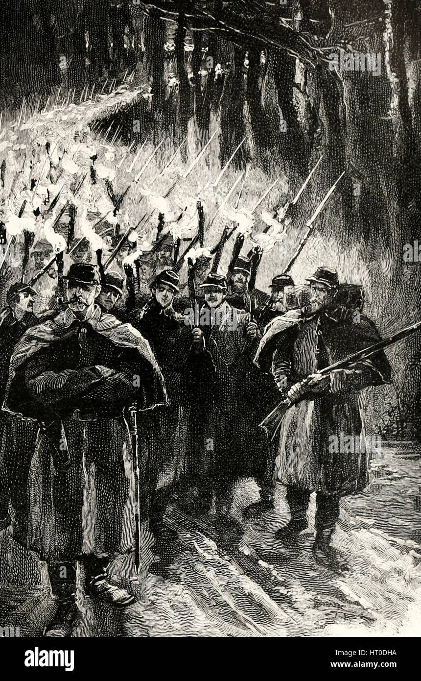 Marche aux flambeaux - l'Armée de Sherman marche dans la Géorgie pendant la guerre civile américaine Banque D'Images