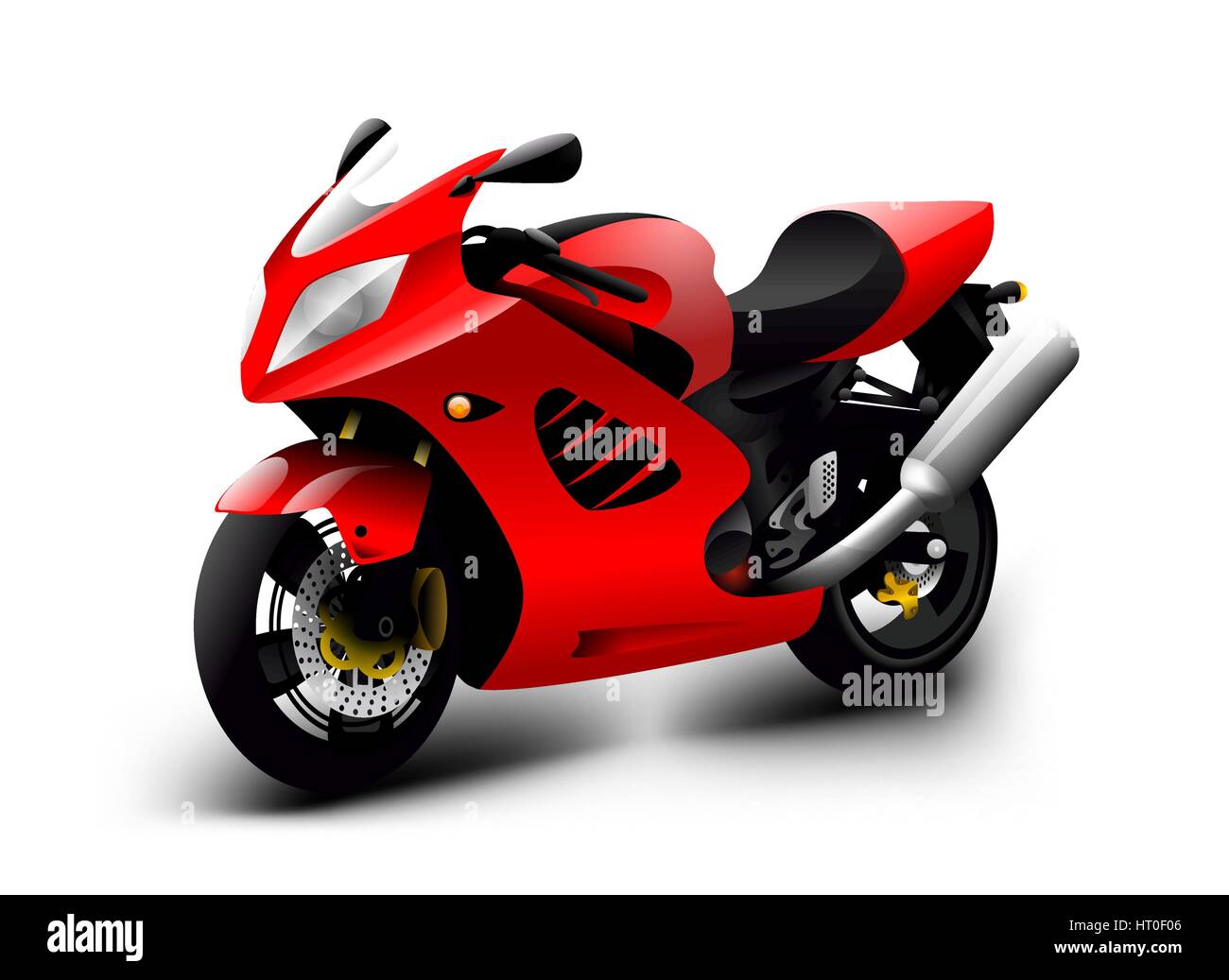 Moto sport rouge isolé sur blanc vector illustration Illustration de Vecteur