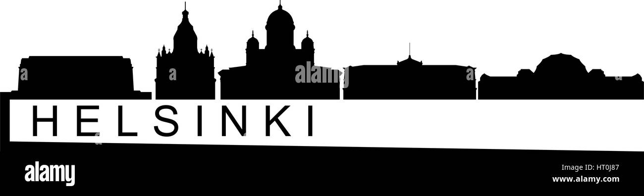 Skyline helsinki représentés sur un fond blanc dans le Vector Illustration de Vecteur