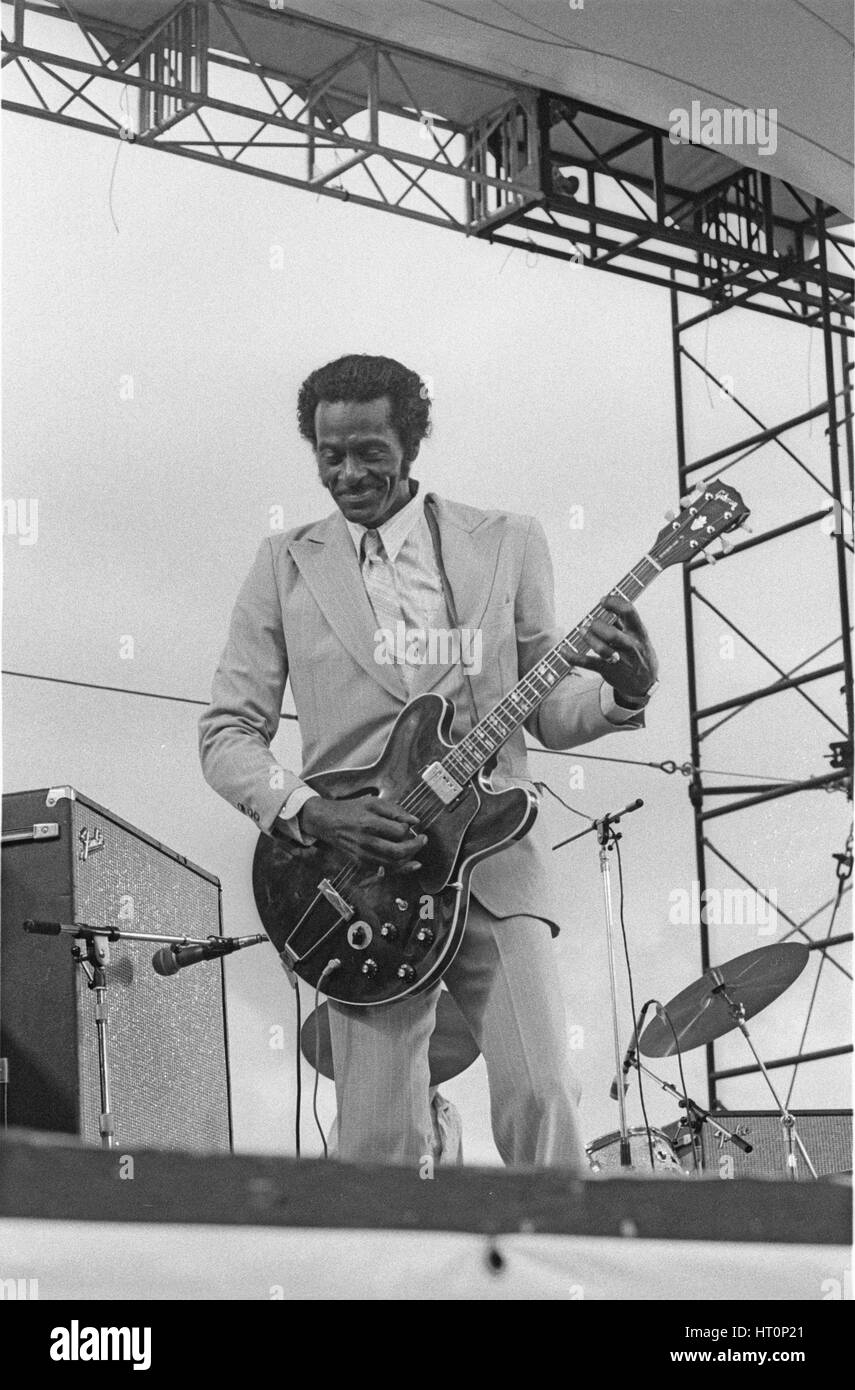 Chuck Berry, Capital Jazz , Alexandra Palace, Londres, 1979. Artiste : Brian O'Connor. Banque D'Images