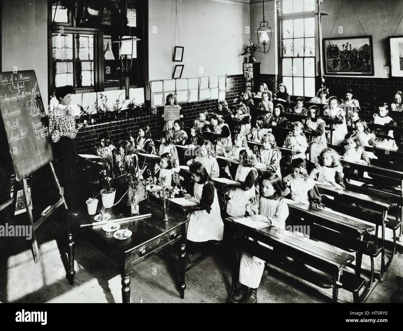 Leçon de la nature, Classe IIIB, Albion Street Girls School, Rotherhithe, Londres, 1908. Artiste : Inconnu. Banque D'Images