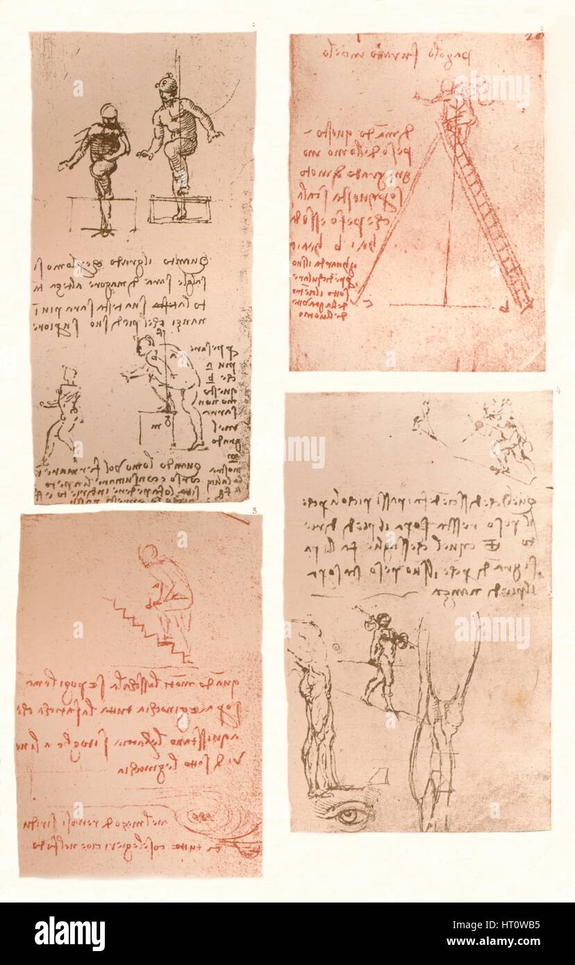 Quatre dessins illustrant la théorie des mouvements de la figure humaine, c1472-c1519 (1883). Artiste : Leonardo da Vinci. Banque D'Images