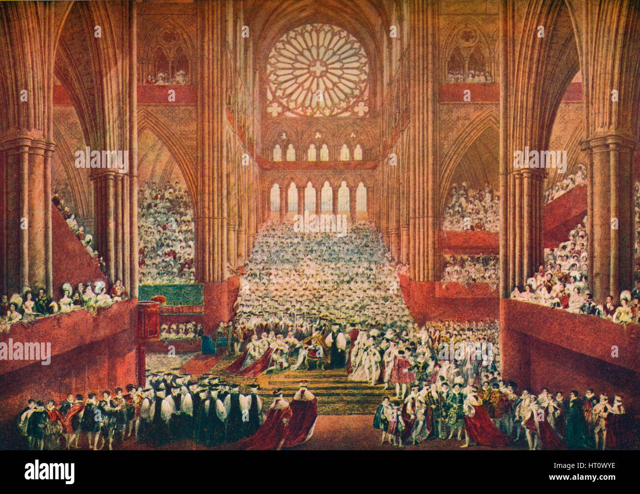 Le Couronnement du roi George IV dans l'abbaye de Westminster, Londres, 1821 (1906). Artiste : Pugin & Stephanoff. Banque D'Images