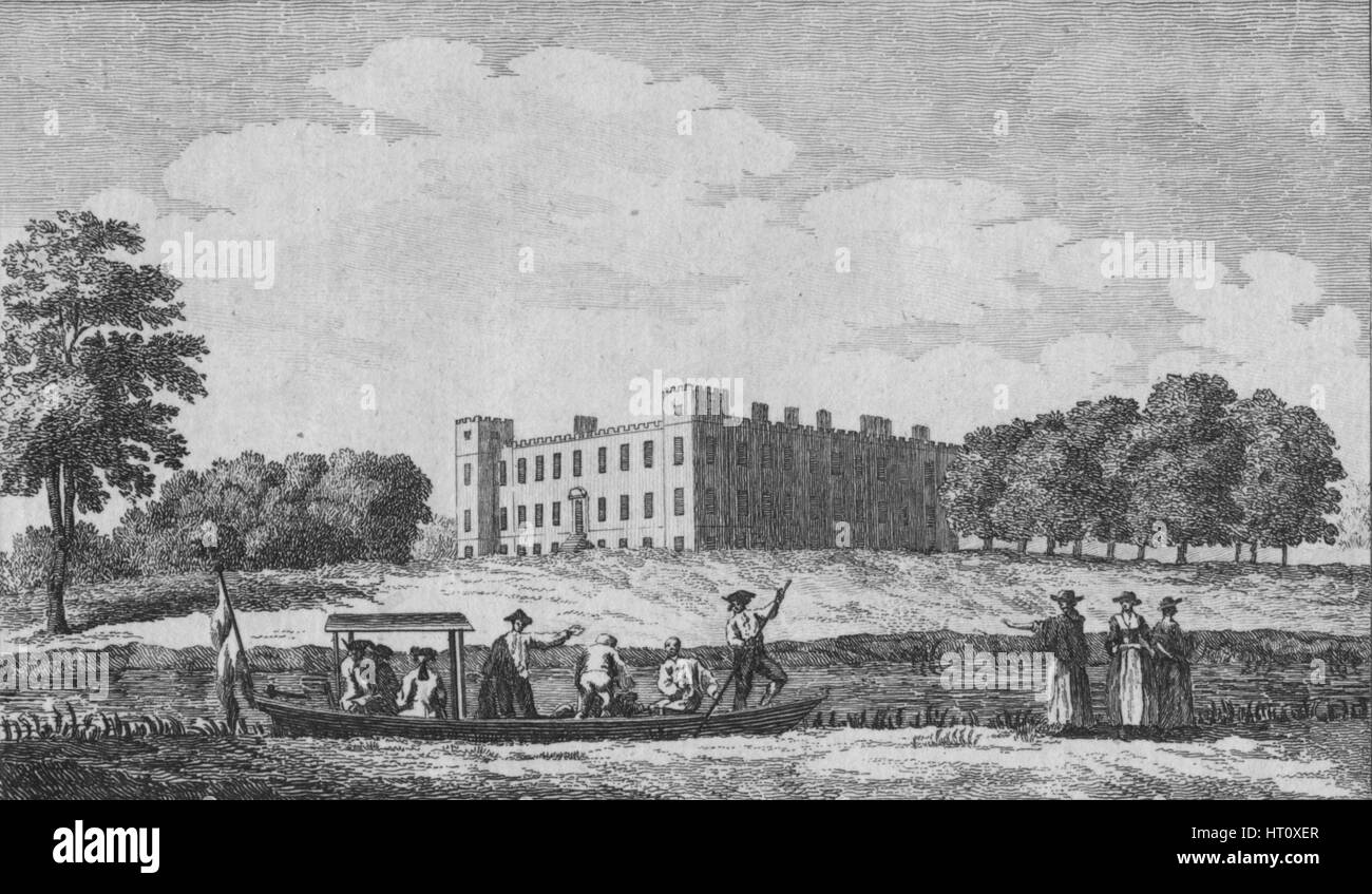 Ion "House, vue d'en face de l'église de Isleworth', c1760. Artiste : Edward Rooker. Banque D'Images