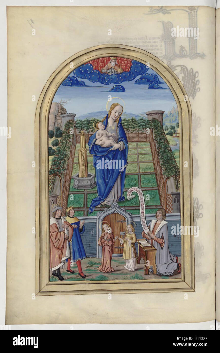 La Vierge Marie. À partir de : Chants royaux en l'honneur de la Vierge au Puy d'Amiens, 1501-1600. Artiste : Anonyme Banque D'Images
