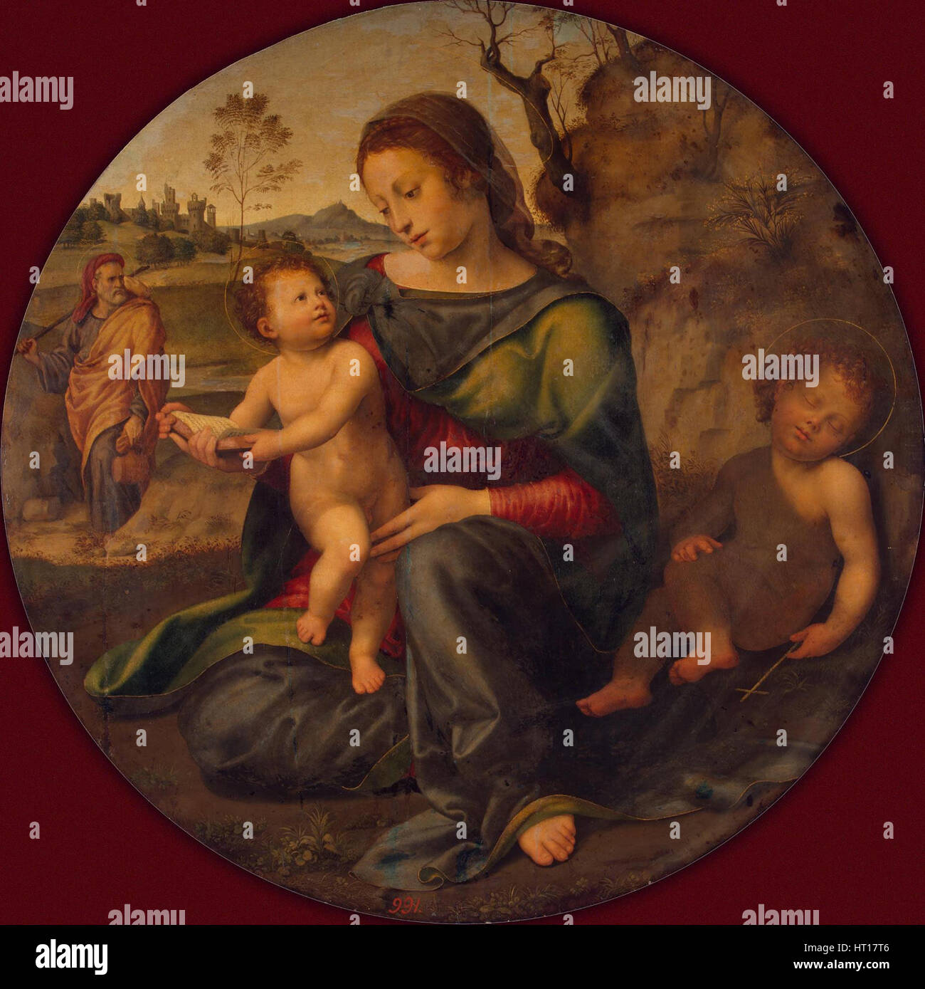 La Sainte Famille avec le jeune Jean Baptiste, ch. 1520. Artiste : Giuliano Bugiardini, (1475-1554) Banque D'Images