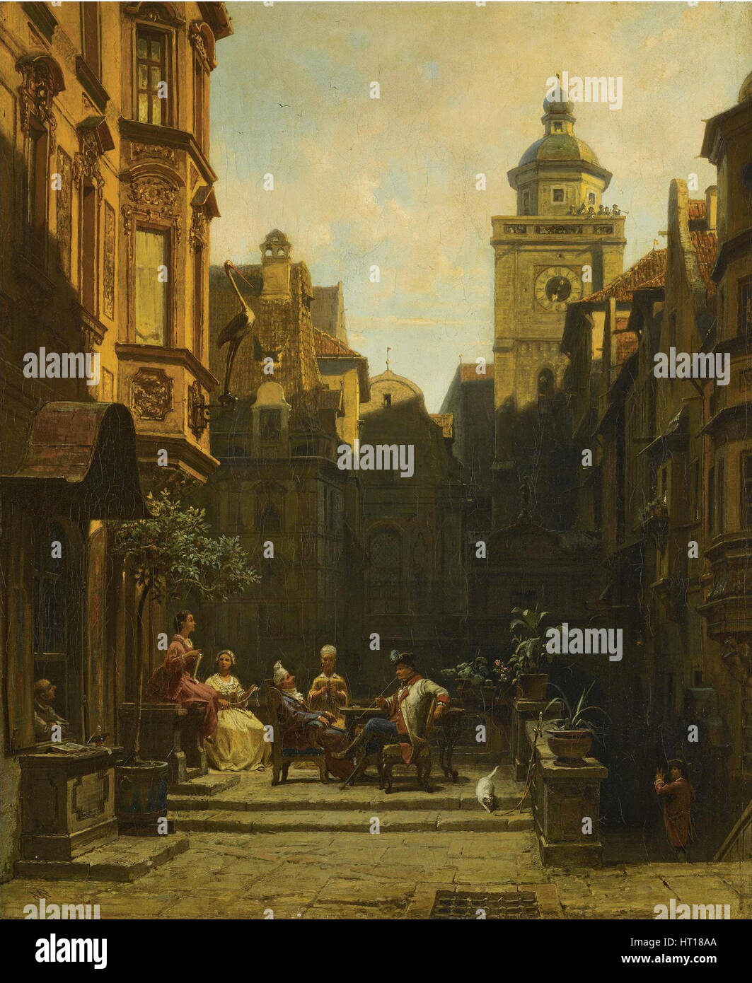 Une bonne rumeur. Artiste : Spitzweg, Carl (1808-1885) Banque D'Images