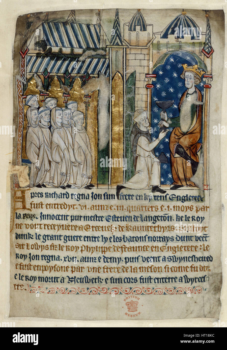 L'empoisonnement du Roi Jean, 13e siècle. Artiste : Anonyme Banque D'Images