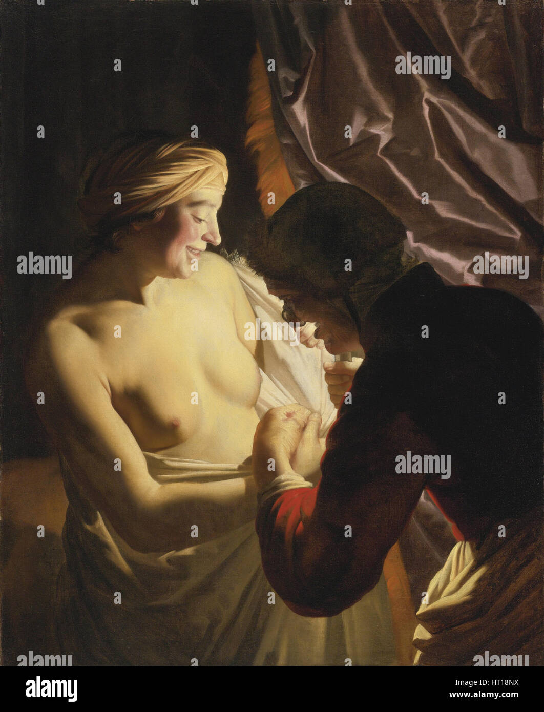 La chasse aux puces, ch. 1620. Artiste : Gerrit van Honthorst,, (1590-1656) Banque D'Images