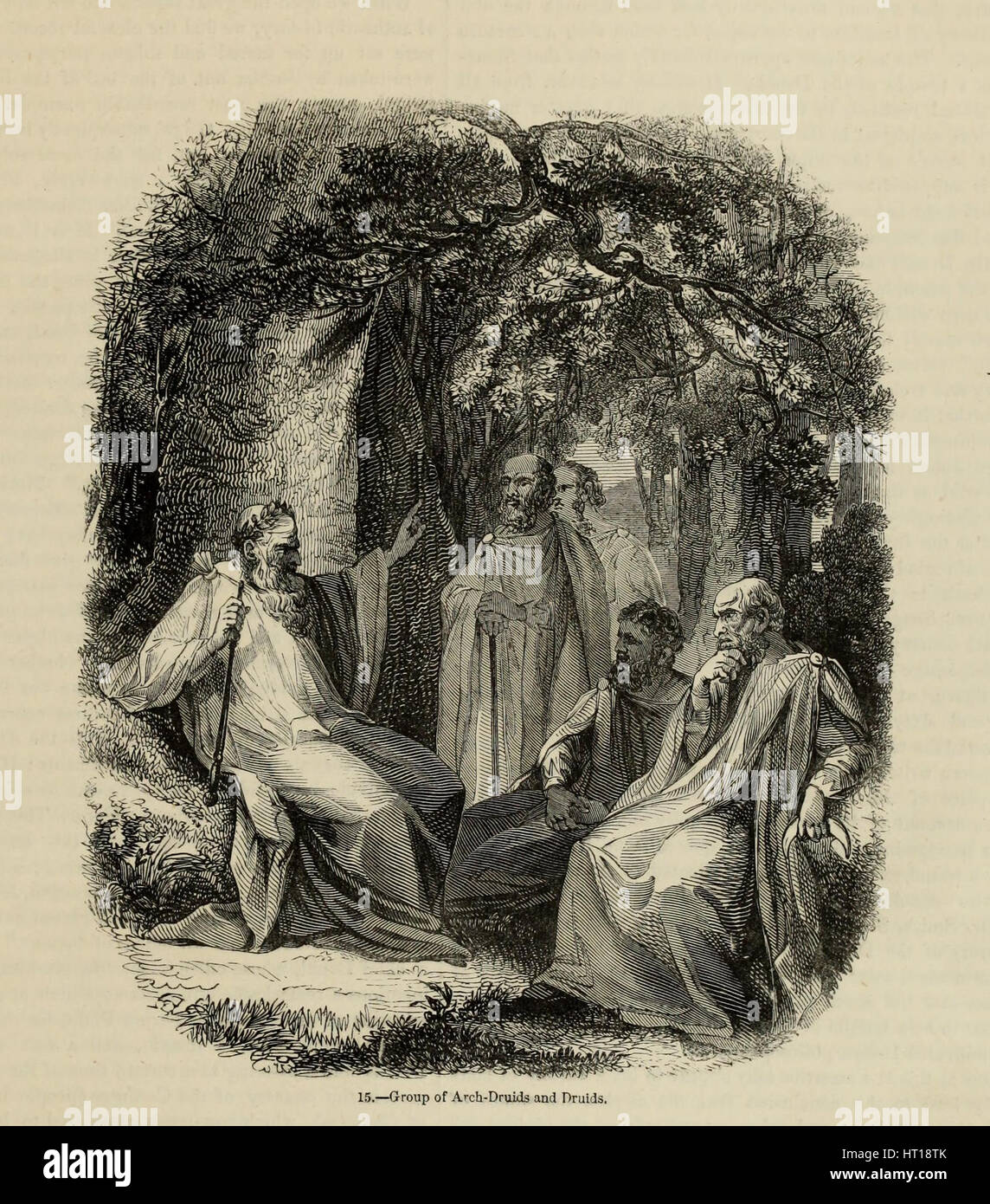 Groupe d'Archdruids et les Druides (du livre la vieille Angleterre : A Pictorial Museum), 1845. Artiste : Anonyme Banque D'Images