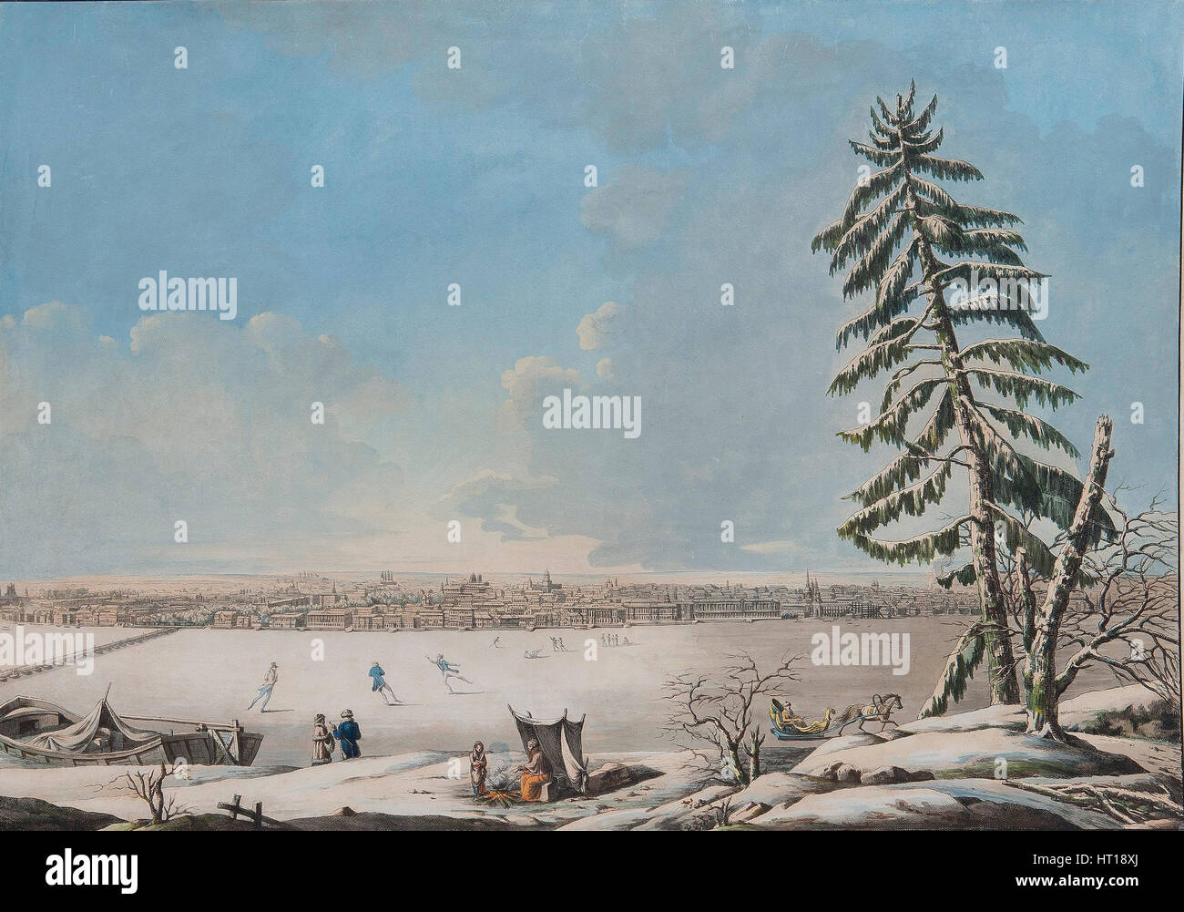 Saint-pétersbourg : vue sur la rivière Neva, début des années 1800. Artiste : Anonyme Banque D'Images