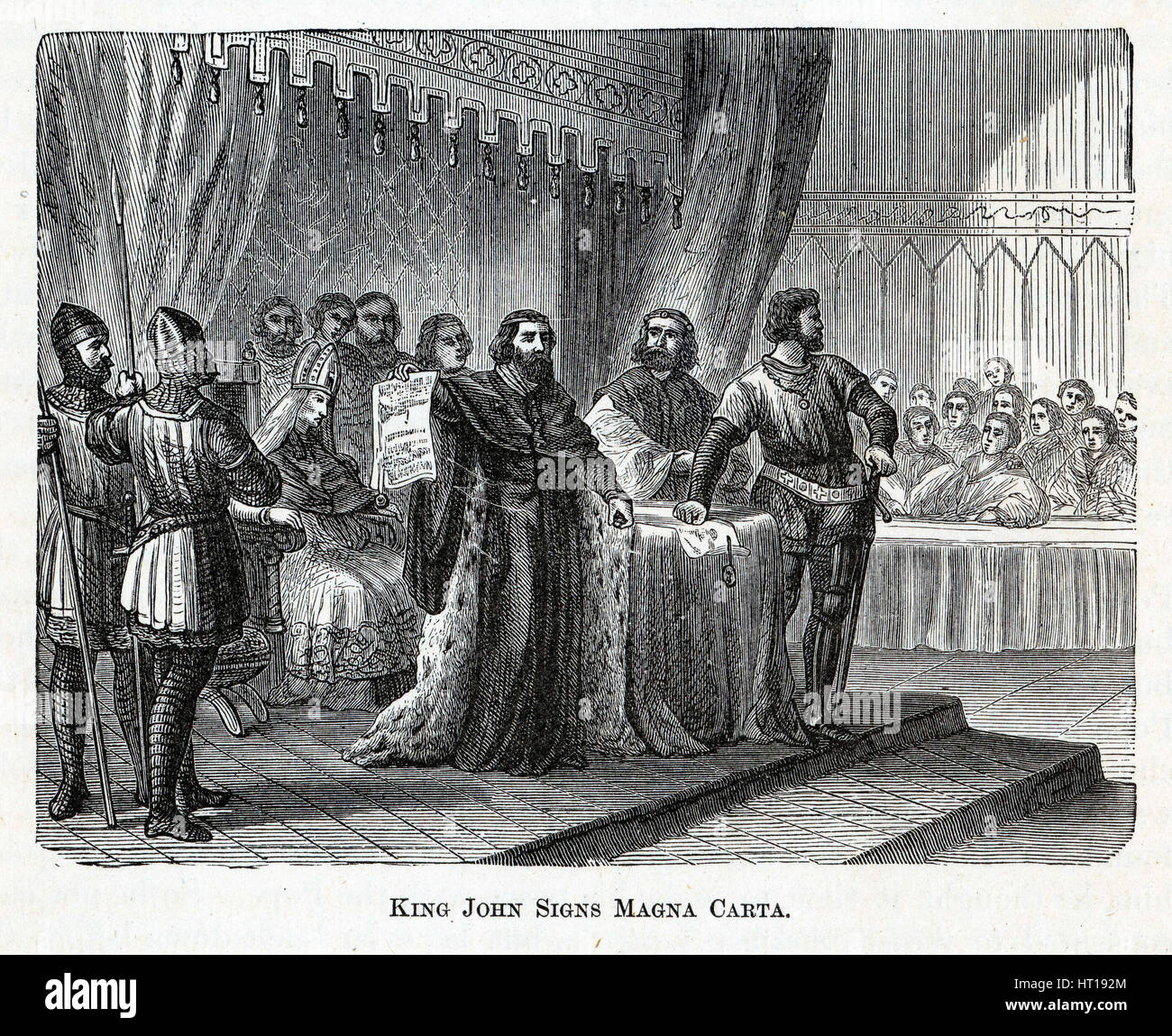 Le roi Jean signe la Magna Carta, 1882. Artiste : Anonyme Banque D'Images