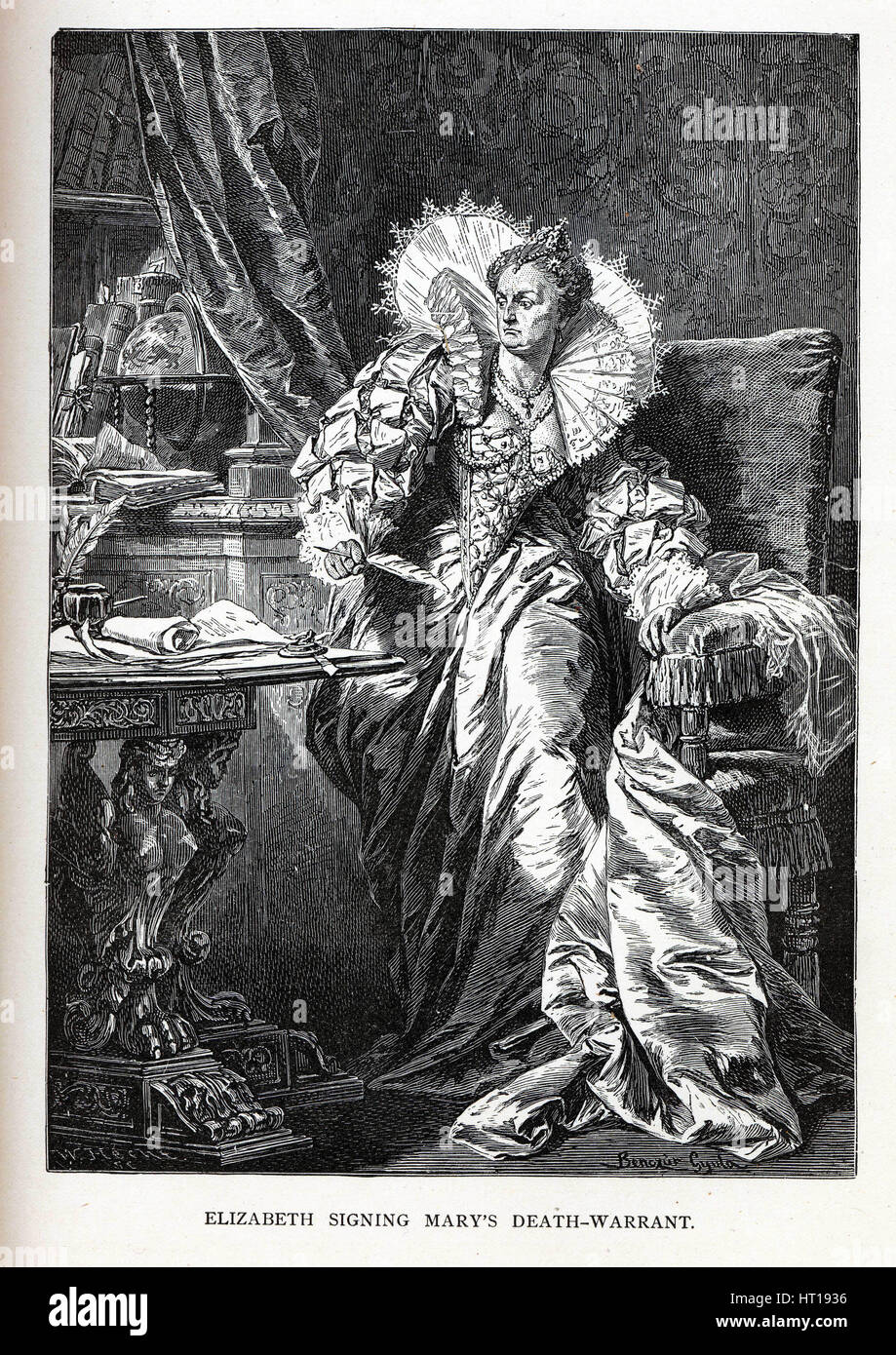 Elizabeth Mary's signature arrêt de mort, 1882. Artiste : Benczúr, Gyula (1844-1920) Banque D'Images