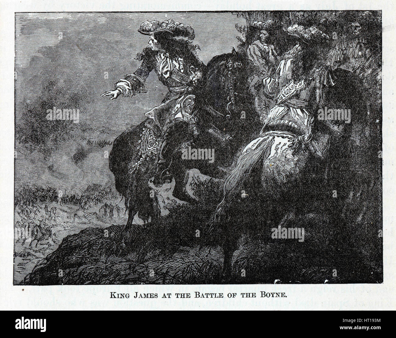 Le roi James à la bataille de la Boyne, 1882. Artiste : Anonyme Banque D'Images