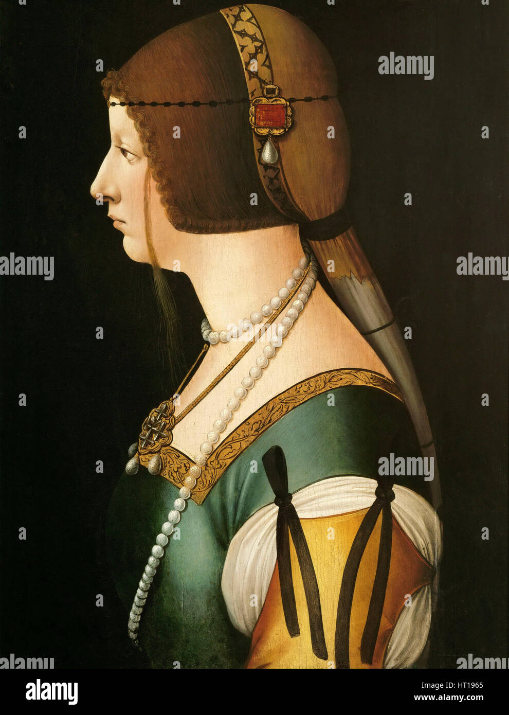 Portrait de Bianca Maria Sforza (1472-1510), seconde épouse de Maximilien I , empereur romain, 14 Artiste : Giovanni Ambrogio De Predis, (1455-1509) Banque D'Images