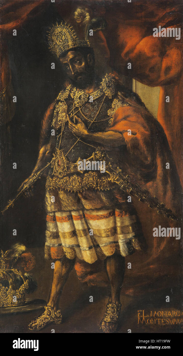 Portrait de Moctezuma II, 17e siècle. Artiste : Anonyme Banque D'Images