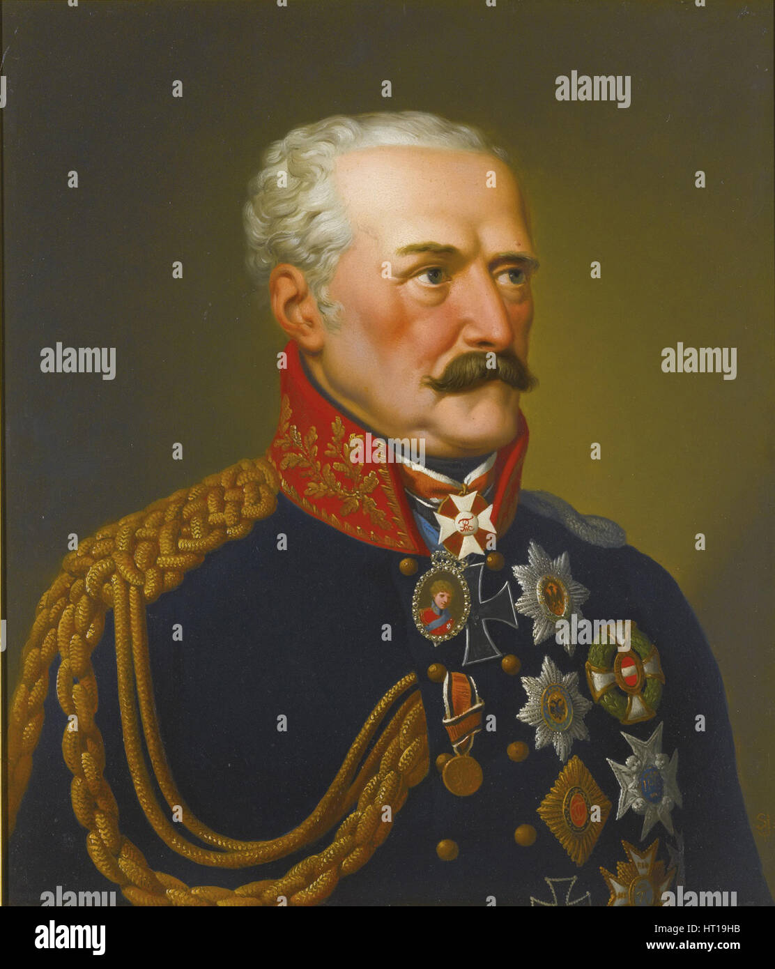 Portrait de Gebhard Leberecht von Blücher, Prince de Wahlstatt (1742-1819). Artiste : Ströhling, Eduard (1768-1826) Banque D'Images