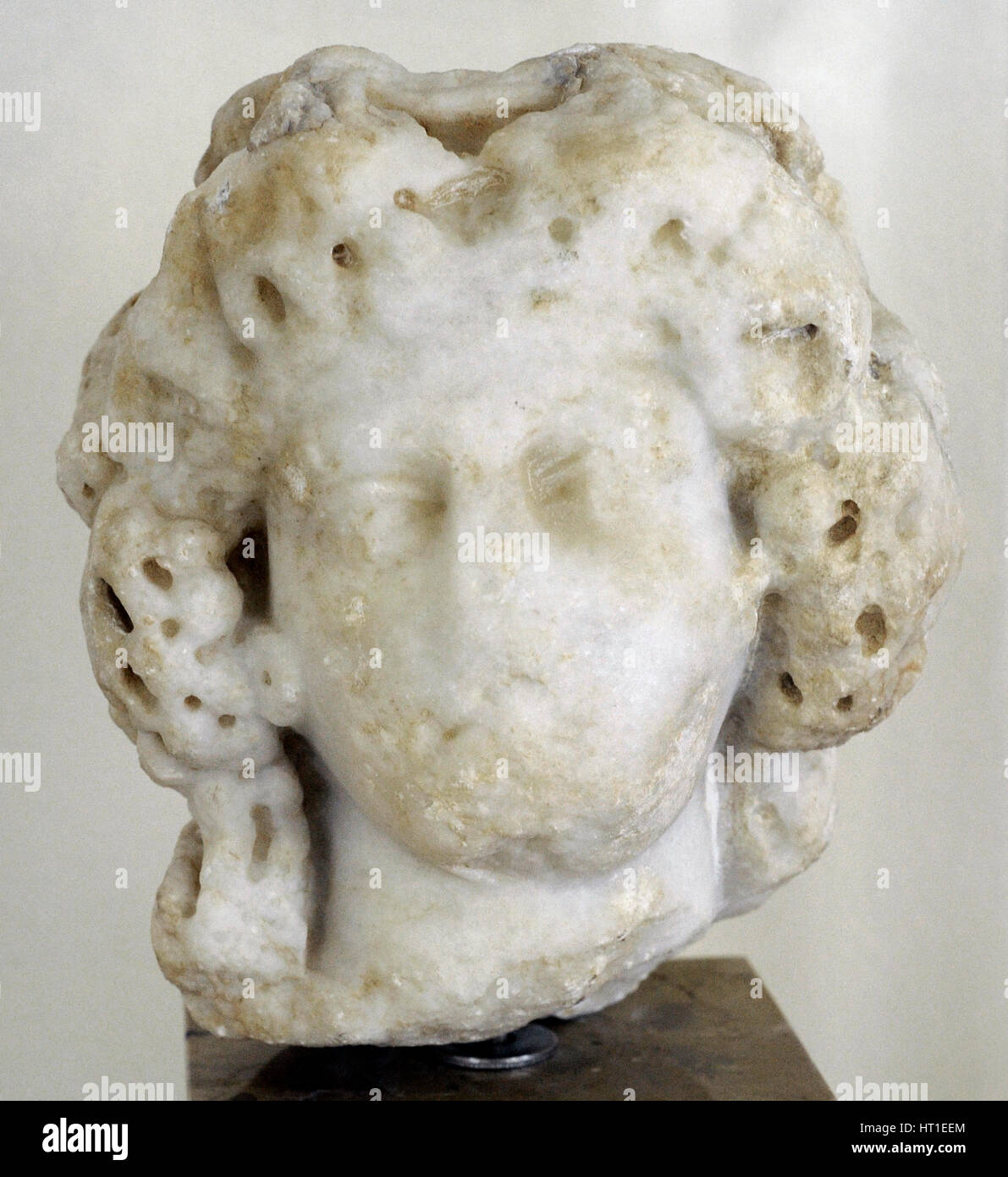 Statue de Bacchus. La tête. 2ème ANNONCE de siècle. Musée Archéologique National. Tarragone. L'Espagne. Banque D'Images
