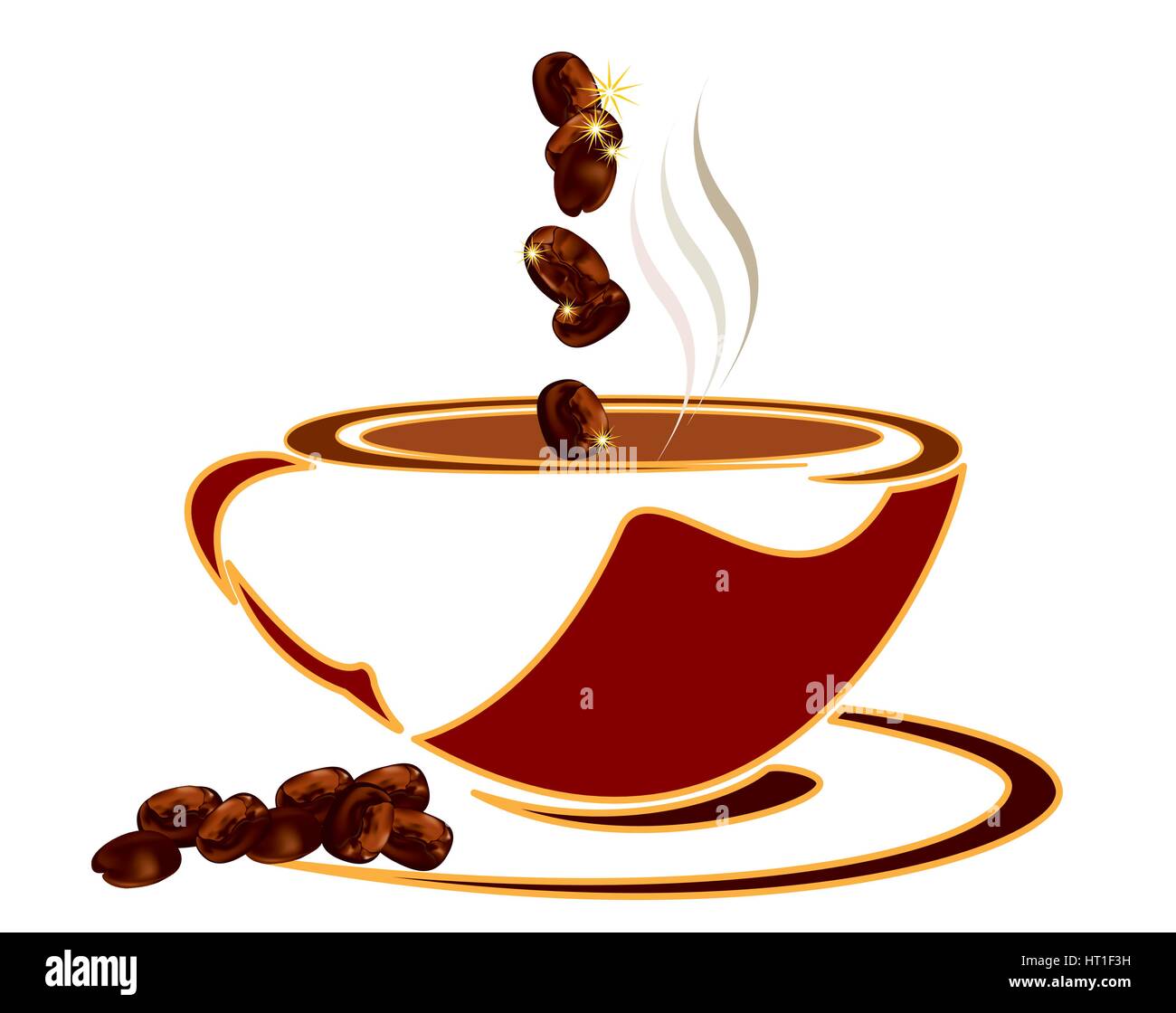 Tasse de café avec des haricots Illustration de Vecteur