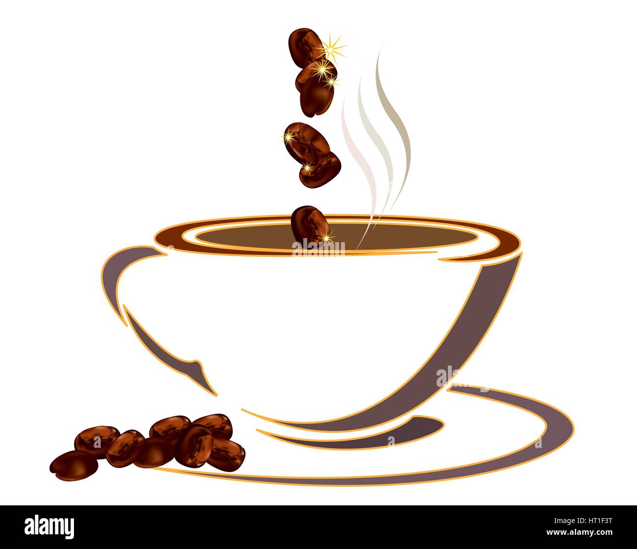 Tasse de café avec des haricots Illustration de Vecteur