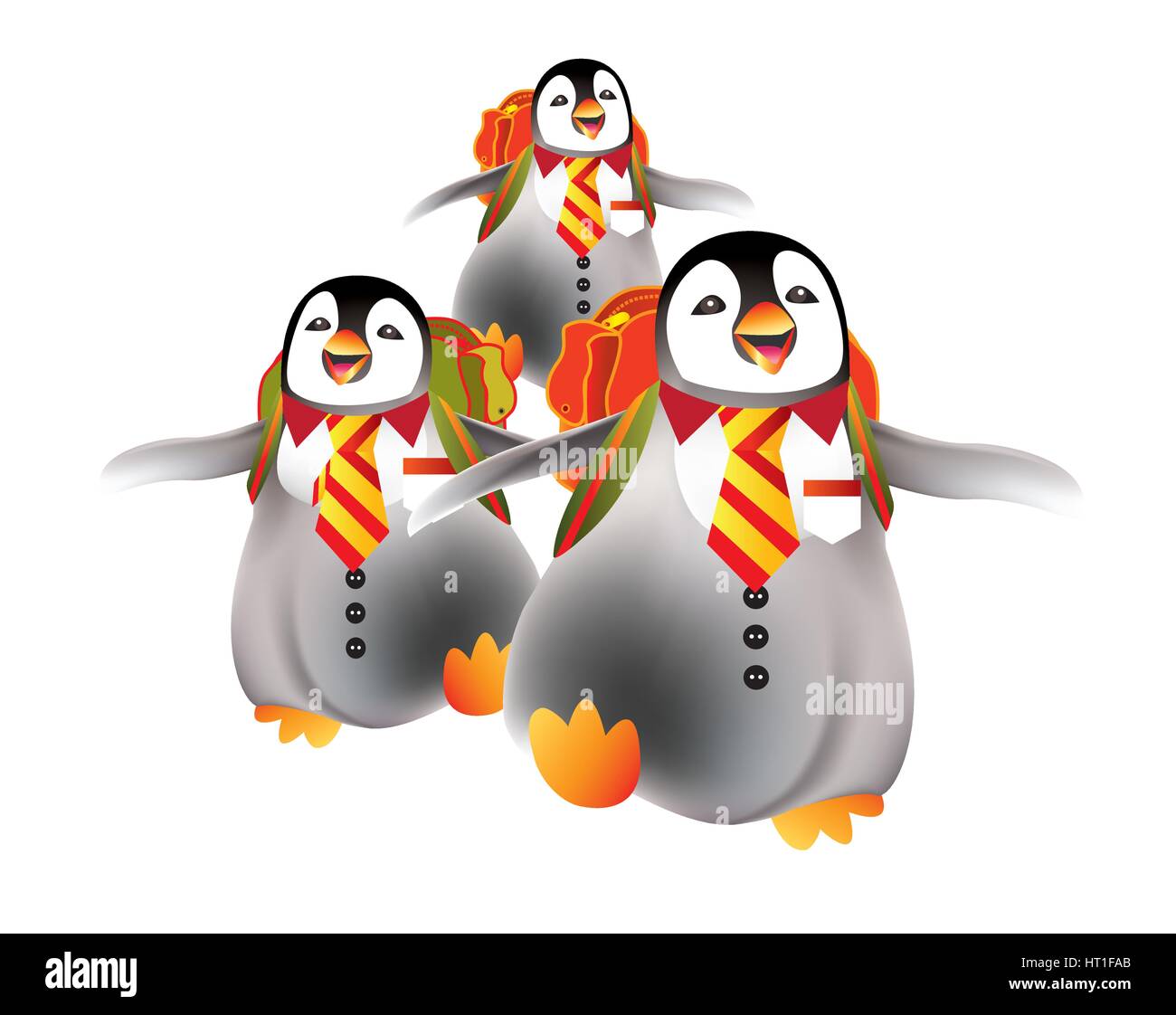 Heureux les bébés pingouins remontant à pépinière Illustration de Vecteur