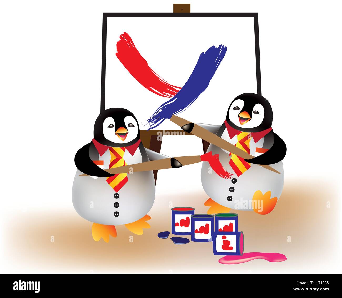 Heureux les bébés pingouins remontant à pépinière Illustration de Vecteur