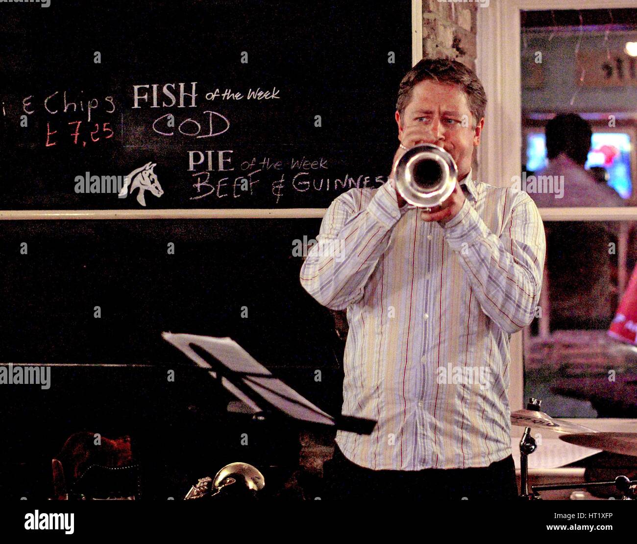 Gabriel Garrick, Jazz Club d'Epsom, le White Horse, Epsom, Surrey, avril 2008. Artiste : Brian O'Connor. Banque D'Images