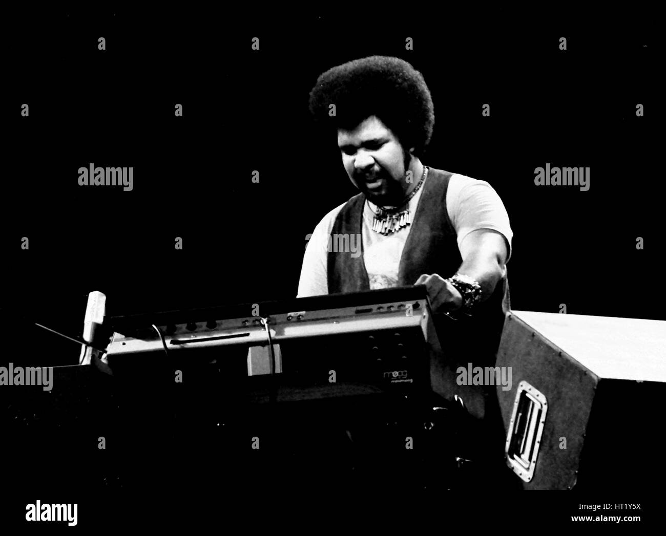 George Duke, Londres, 1976. Artiste : Brian O'Connor. Banque D'Images