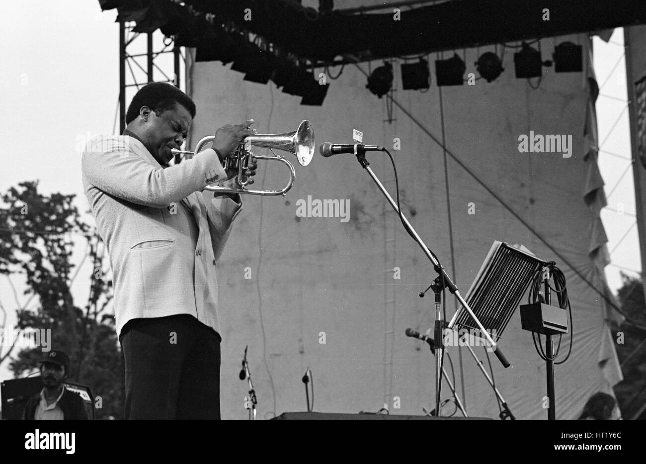 Freddie Hubbard, Knebworth Festival de Jazz, Hertfordshire, juillet 1982. Artiste : Brian O'Connor. Banque D'Images