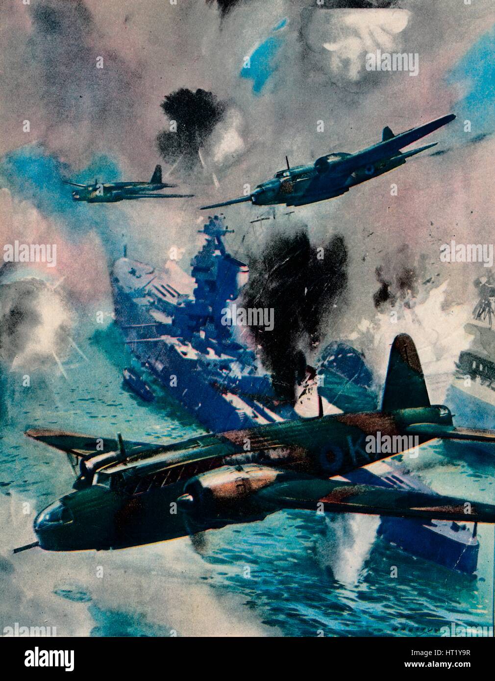 La première action agressive de l'air britannique de la guerre, le raid de Kiel, 1940. Artiste : Inconnu Banque D'Images